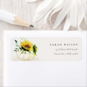 Rustic Sunflower Pumpkin Floral Waterverf Adres Etiket