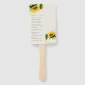 Rustic Sunflower Pumpkin Floral Wedding Programme Handwaaier (Achterkant)