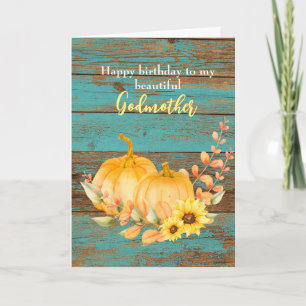 Rustic Sunflower Pumpkin Herfst Birthday Godmoeder Kaart