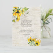 Rustic Sunflower Pumpkin Waterverf Birch Funeral Kaart (Staand voorkant)
