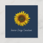 Rustic Sunflower QR code Boho Navy Blue Vierkante Visitekaartje (Voorkant)