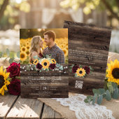 Rustic Sunflower QR Code RSVP Wedding Kaart