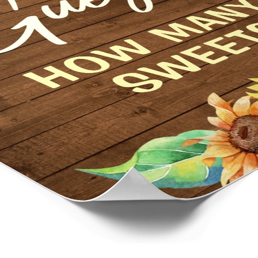 Rustic Sunflower raad hoeveel Sweets Game behandel Poster (Hoek)