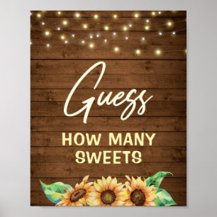 Rustic Sunflower raad hoeveel Sweets Game behandel Poster