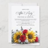 Rustic Sunflower Red Rose Wedding After Party Kaart (Voorkant)