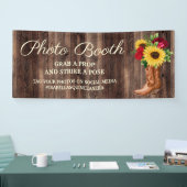 Rustic Sunflower Red Roses Boots Photo Booth Spandoek (Beurs)