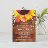 Rustic Sunflower Rehearsal Dinner Invitations Kaart (Staand voorkant)