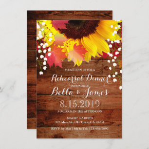 Rustic Sunflower Rehearsal Dinner Invitations Kaart