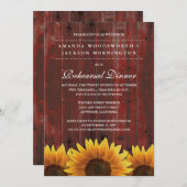 Rustic Sunflower Rehearsal Dinner Invitations Kaart (Voorkant / Achterkant)