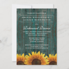 Rustic Sunflower Rehearsal Dinner Invitations Kaart