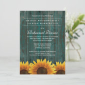 Rustic Sunflower Rehearsal Dinner Invitations Kaart (Staand voorkant)