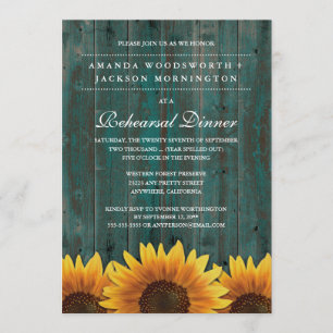 Rustic Sunflower Rehearsal Dinner Invitations Kaart