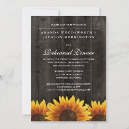 Rustic Sunflower Rehearsal Dinner Invitations Kaart