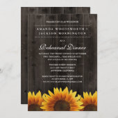 Rustic Sunflower Rehearsal Dinner Invitations Kaart (Voorkant / Achterkant)