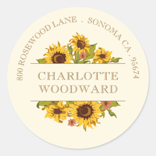 Rustic Sunflower Return Address Label (Voorkant)