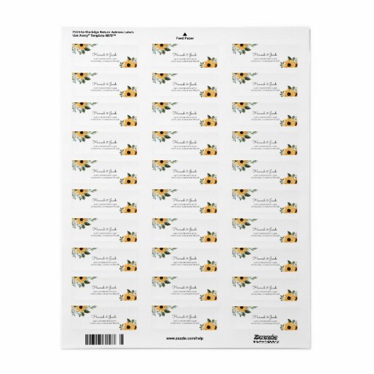 Rustic Sunflower Return Address Labels (Full Sheet)