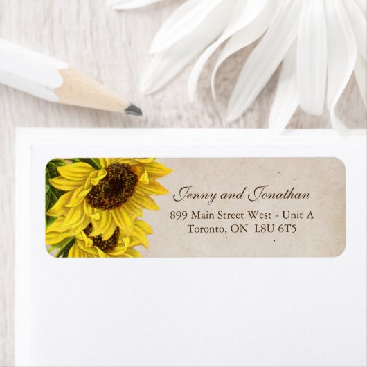 Rustic Sunflower Return Address Labels (Insitu)