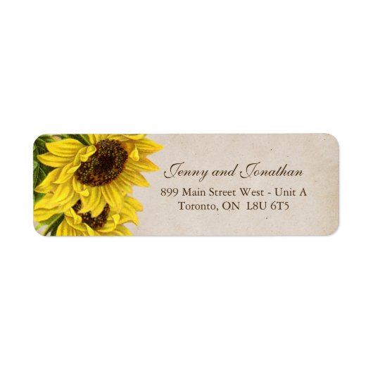 Rustic Sunflower Return Address Labels (Voorkant)