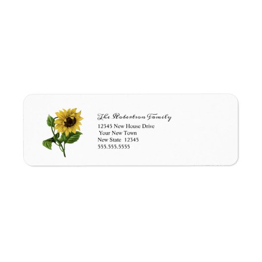 Rustic Sunflower Return-adres Etiket (Voorkant)
