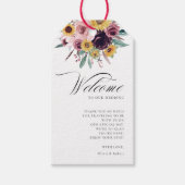 Rustic Sunflower Roos Burgundy Wedding Welkom Cadeaulabel (Voorkant)
