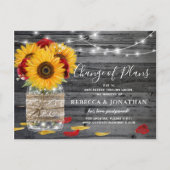 Rustic Sunflower Roos Wedding verander de datum Aankondigingskaart (Voorkant)
