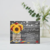 Rustic Sunflower Roos Wedding verander de datum Aankondigingskaart (Staand voorkant)