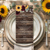Rustic Sunflower Roses Wedding Menu