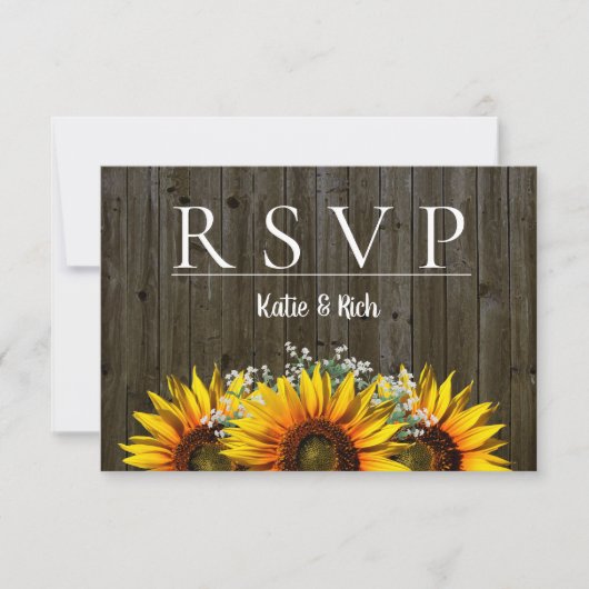 Rustic Sunflower RSVP Aankondiging (Voorkant)