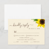 Rustic Sunflower RSVP Dieetreactiekaart Kaartje (Voorkant / Achterkant)