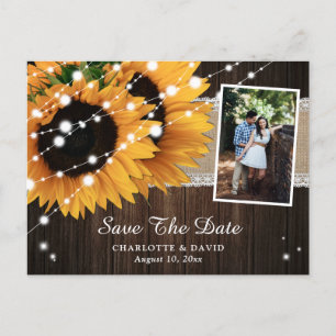 Rustic Sunflower Save the Date Photo Briefkaarten