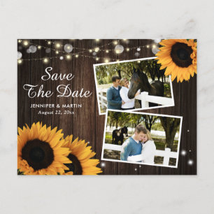Rustic Sunflower Save the Date Photo Briefkaarten