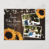Rustic Sunflower Save the Date Photo Briefkaarten (Voorkant)