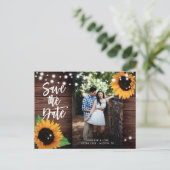 Rustic Sunflower Save the Date Photo Briefkaarten (Staand voorkant)