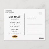 Rustic Sunflower Save the Date Photo Briefkaarten (Achterkant)