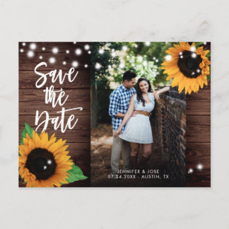 Rustic Sunflower Save the Date Photo Briefkaarten