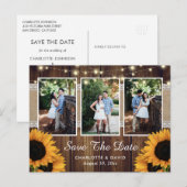 Rustic Sunflower Save the Date Photo Briefkaarten (Voorkant / Achterkant)
