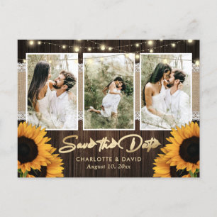 Rustic Sunflower Save the Date Photo Briefkaarten