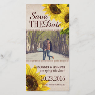 Rustic Sunflower Save the Date Photo Cards
