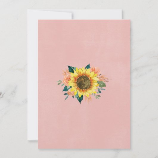 Rustic Sunflower String Light Peach Floral Wedding Kaart (Achterkant)