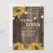 Rustic Sunflower String Light Surprise 100th Kaart (Voorkant)