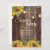 Rustic Sunflower String Light Surprise 30th Kaart (Voorkant)