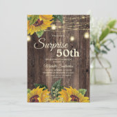 Rustic Sunflower String Light Surprise 50th Kaart (Staand voorkant)