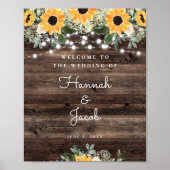 Rustic Sunflower String Light Wedding Welcome Poster (Voorkant)