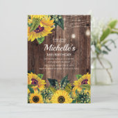 Rustic Sunflower String Lights 16th Birthday Kaart (Staand voorkant)