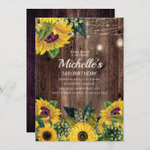 Rustic Sunflower String Lights 16th Birthday Kaart (Voorkant / Achterkant)