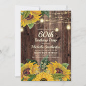 Rustic Sunflower String Lights 60th Birthday Kaart (Voorkant)