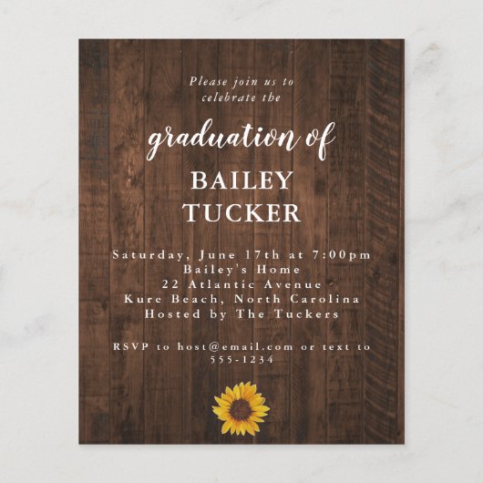 Rustic Sunflower String Lights Afstuderen (Achterkant)