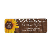 Rustic Sunflower String Lights Afstuderen Adres Etiket (Voorkant)