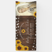Rustic Sunflower String Lights Afstuderen Spandoek (Verticaal)
