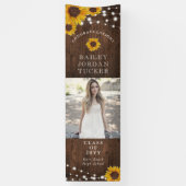 Rustic Sunflower String Lights Afstuderen Spandoek (Verticaal)